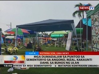 Mga dumadalaw sa puntod sa sementeryo sa Angono, Rizal, kakaunti dahil sa buhos ng ulan