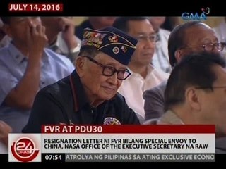 Resignation letter ni FVR, nasa Office of the Executive Secretary na raw