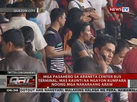 QRT: Mga pasahero sa Araneta Center Bus Terminal, mas kaunti na ngayon