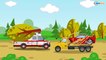 Coche de policía y sus amigos: la Ambulancia, el Coche de Carreras | Carritos para niños