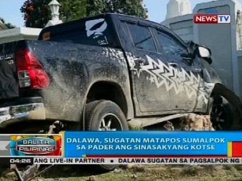 BP: Dalawa, sugatan matapos sumalpok sa pader ang sinasakyang kotse
