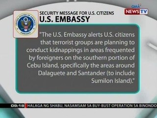 Mga Amerikano, inalerto ng US Embassy kaugnay ng umano'y banta ng kidnapping sa Southern Cebu