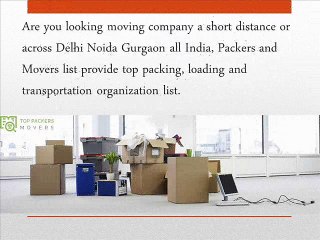 Top Packers and Movers in Delhi Noida Gurgaon All India
