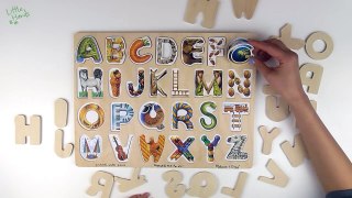 ABC Alphabet Art Puzzle learning in English for Toddler Kids Wood Toys  英語 パズル 영어 퍼즐   LittleHands