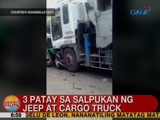 UB: 3 patay sa salpukan ng jeep at truck
