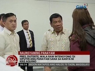 Pres. Duterte, wala raw intensyong 'di siputin ang panayam sana sa kanya ni Kris Aquino