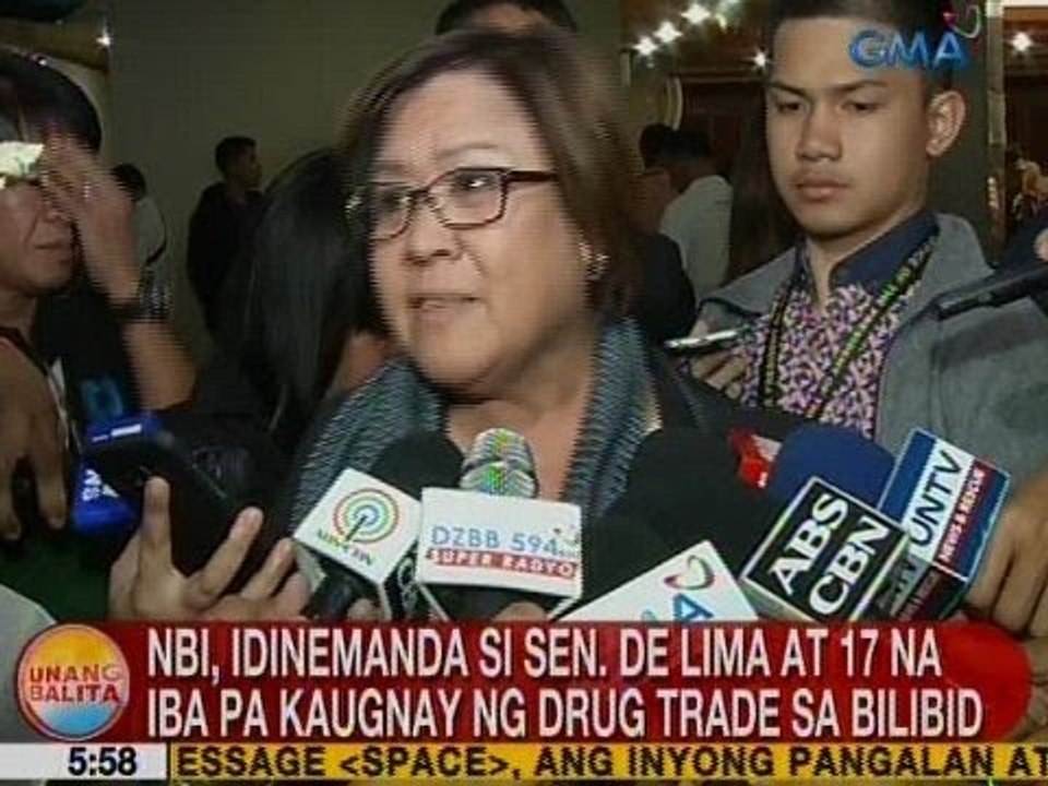 UB: NBI, idinemanda si Sen. De Lima at 17 na iba pa kaugnay ng drug trade sa Bilibid