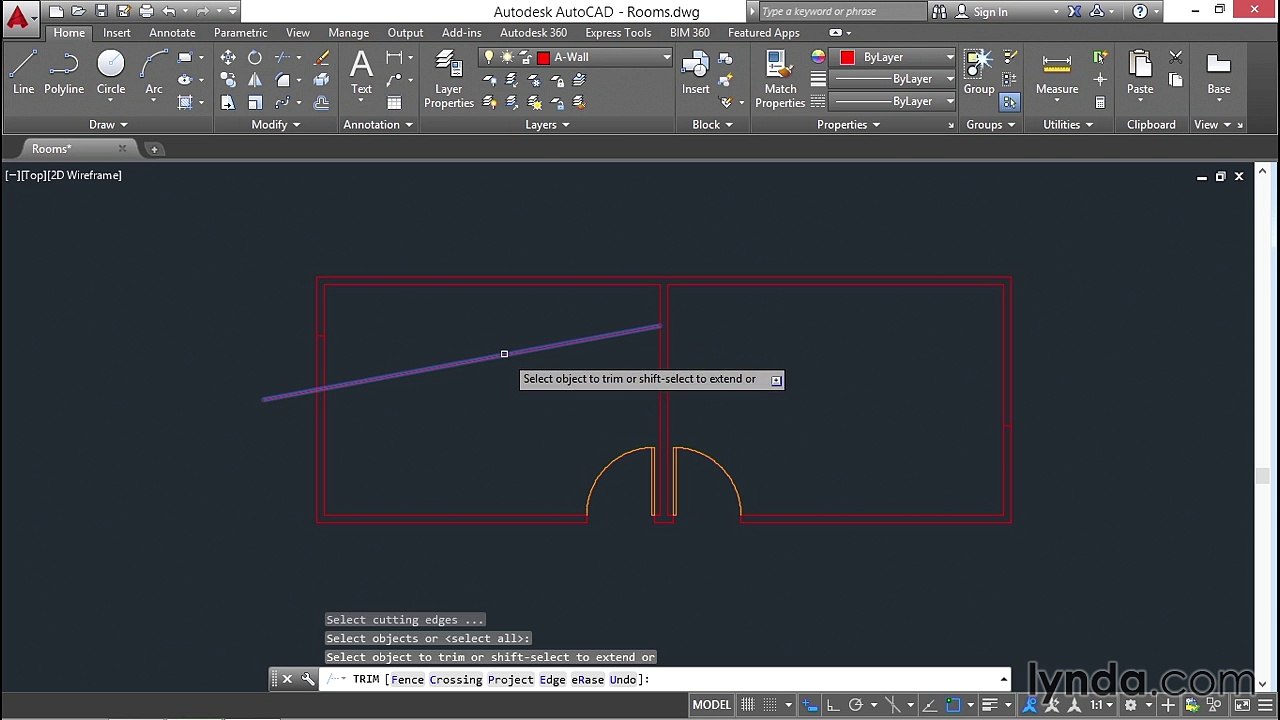 32 Trimming and extending (AutoCAD 2016 Essential Training)