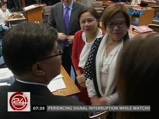 24 Oras: Sen. De Lima at DOJ Sec. Aguirre, nagkamayan sa senado kanina