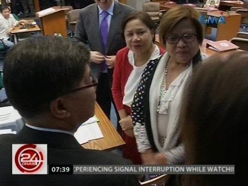 24 Oras: Sen. De Lima at DOJ Sec. Aguirre, nagkamayan sa senado kanina