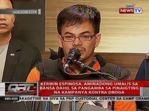 Kerwin Espinosa, aminadong umalis sa bansa dahil sa pangamba sa pinaigting na kampanya kontra droga