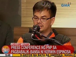 UB: Press conference ng PNP sa pagbabalik-bansa ni Kerwin Espinosa
