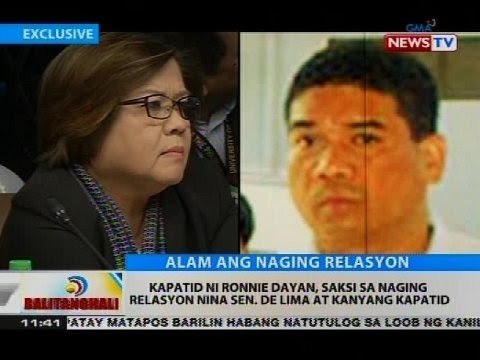 Kapatid ni Ronnie Dayan, saksi sa naging relasyon nina Sen. de Lima at kanyang kapatid