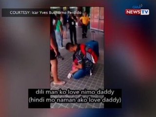 Bata, walang tigil ang pag-iyak at ayaw paalisin ang amang OFW na bibiyahe na pa-Maldives
