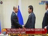 UB: Pres. Rodrigo Duterte at Russian Pres. Vladimir Putin, nagpulong sa APEC Summit