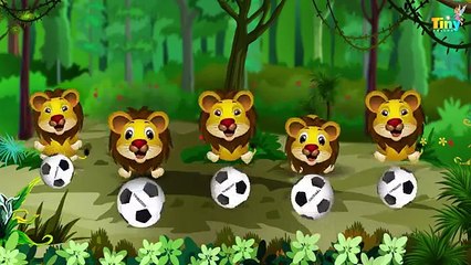 Five Big Lions Jumping on the bed | Nursery Rhyme