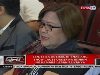 Sen. Leila de Lima, inisnab ang show cause order na inihain ng Kamara laban sa kanya