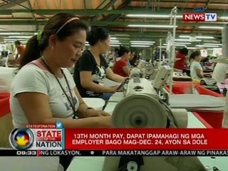 DOLE: 13th month pay, dapat ipamahagi ng mga employer bago mag-Dec. 24
