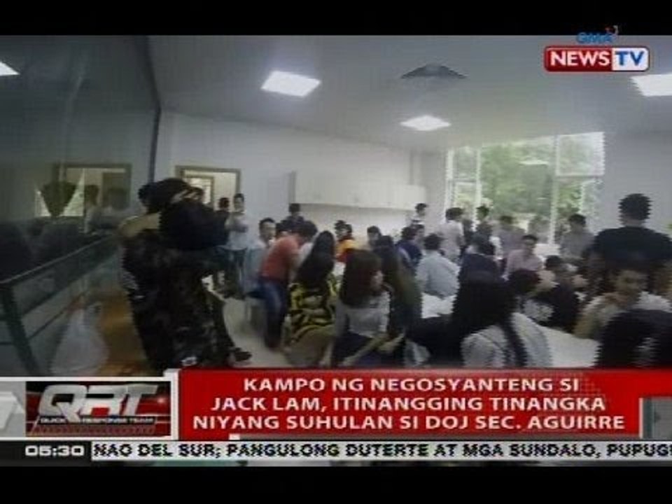 Kampo ng negosyanteng si Jack Lam, itinangging tinangka niyang suhulan si DOJ Sec. Aguirre
