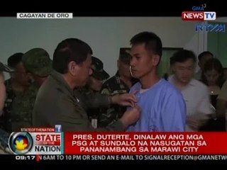 SONA: Pres. Duterte, dinalaw ang mga PSG at sundalo na nasugatan sa pananambang sa Marawi city