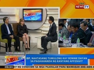 NTG: IBP, naatasang tumulong kay Ronnie Dayan sa paghahanda ng kanyang affidavit