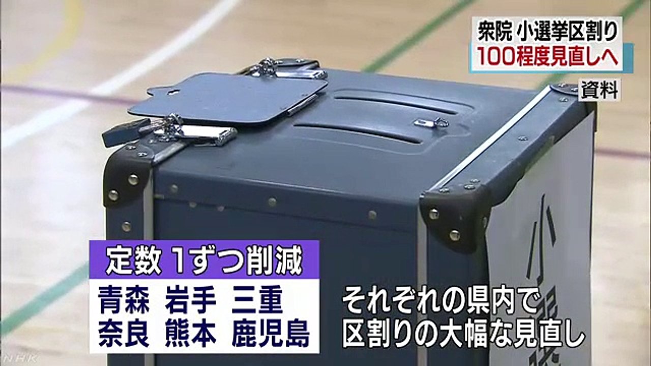衆院小選挙区区割り １００程度の見直しへ
