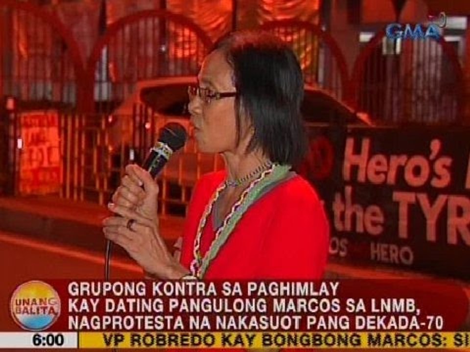 UB: Grupong kontra sa paghimlay kay Marcos sa LNMB, nagprotesta na nakasuot pang dekada-70