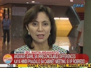 Andanar: Dahil sa irreconcilable differences kaya hindi pinadalo sa cabinet meeting si VP Robredo