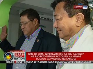 Sen. De Lima, inireklamo rin sa DOJ kaugnay ng pagpayo umano kay Dayan na huwag dumalo sa pagdinig