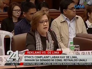 24 Oras: Ethics complaint laban kay De Lima, inihain sa senado ni Cong. Reynaldo Umali