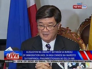 Umano'y bayaran sa Bureau of Immigration ukol sa mga Chinese na inaresto, pinaiimbestigahan