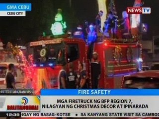 BT: Mga firetruck ng BFP Region 7, nilagyan ng Christmas decor at ipinarada