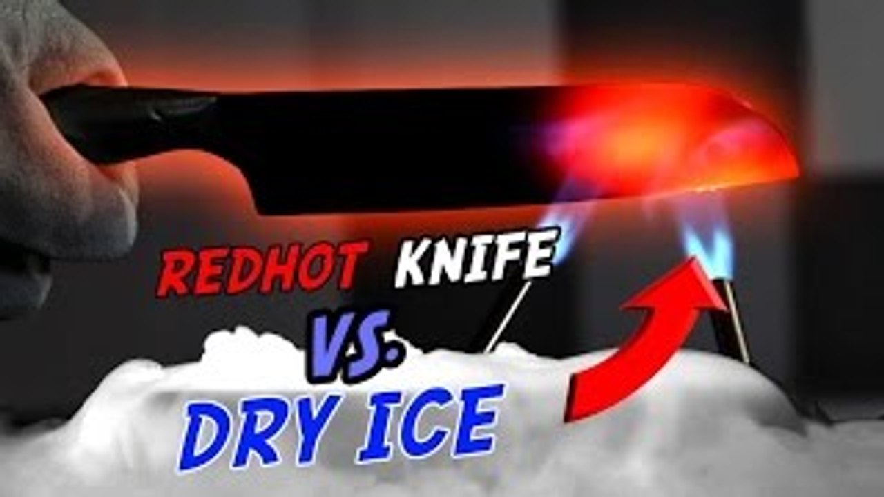 EXPERIMENT Glowing 1000 degree KNIFE VS DRY ICE