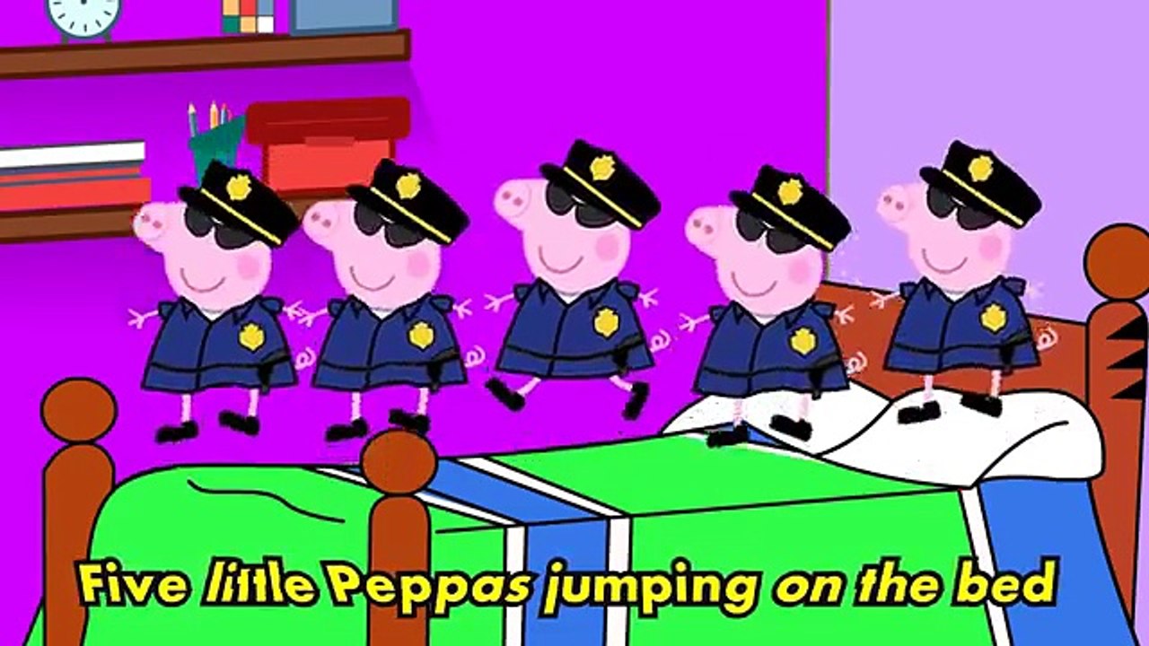 #Five Little #Peppa #Police #Jumping on the Bed Nursery Rhymes Lyrics