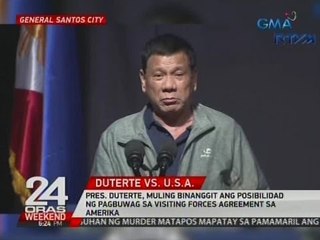 Pres. Duterte, muling binanggit ang   posibilidad ng pagbuwag sa VFA sa Amerika