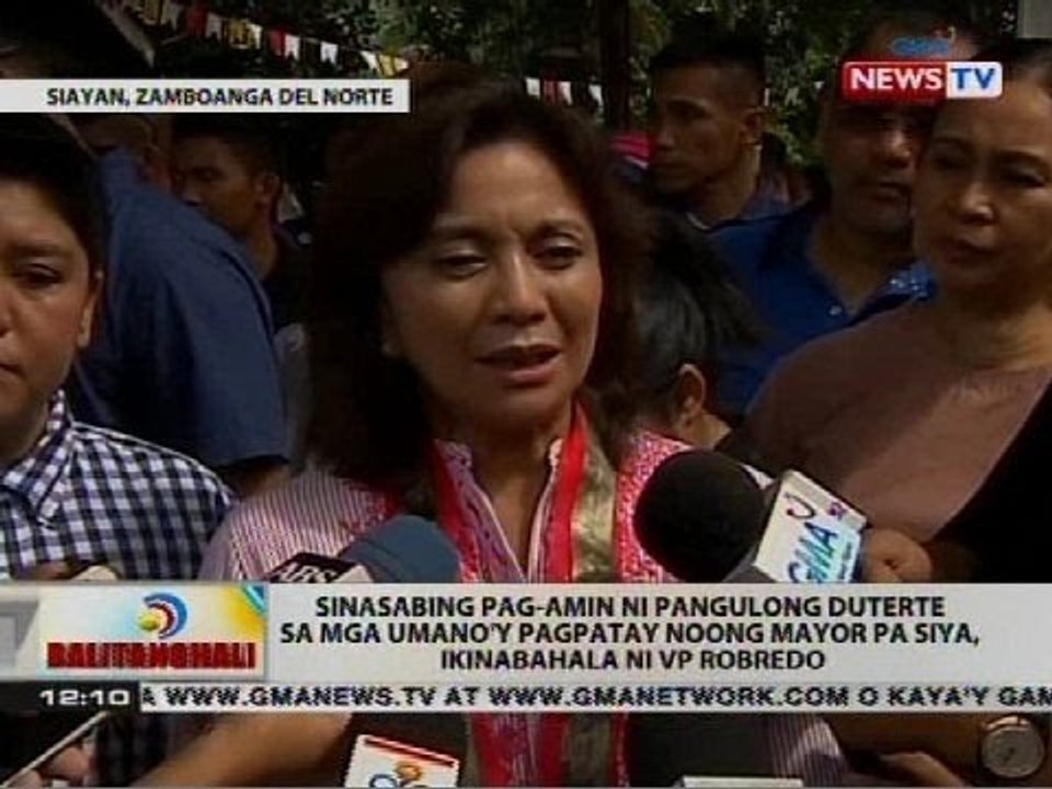 Sinasabing pag-amin ni Duterte sa mga umano'y pagpatay noong mayor pa siya, ikinabahala ni Robredo