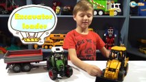 BRUDER TOYS. Video for children. Tractor Trailer & Excavator Loader - unboxing toys trucks