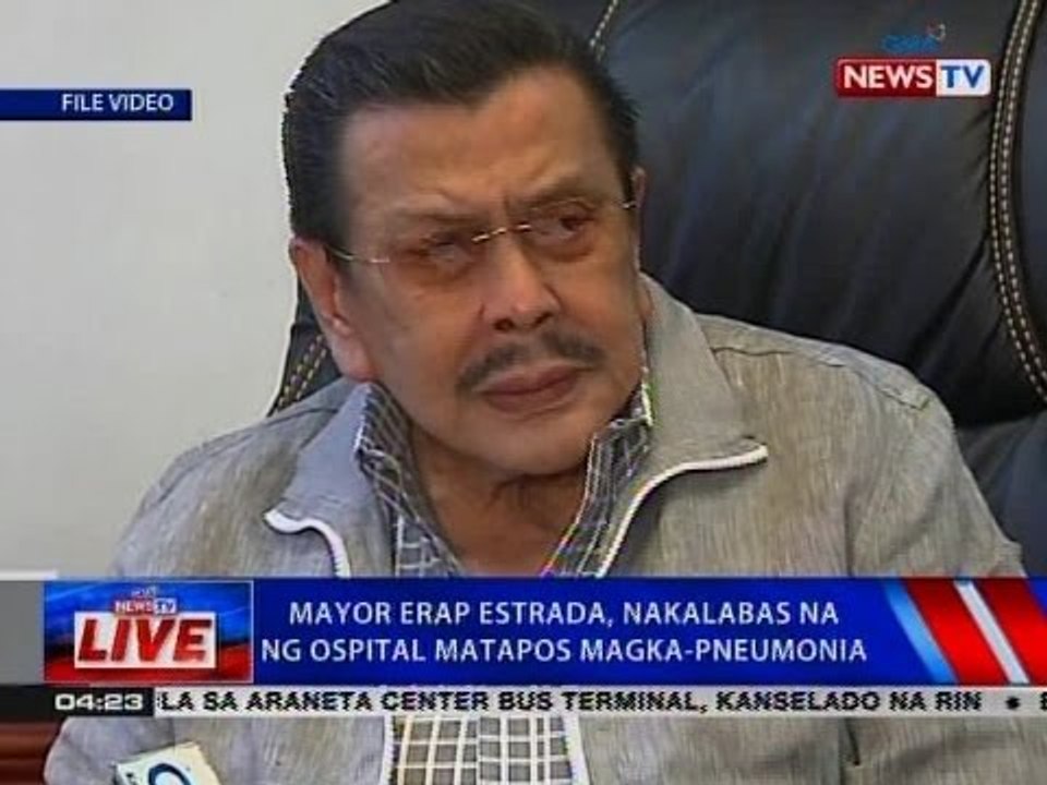 Mayor Erap Estrada, nakalabas na ng ospital matapos magka-pneumonia