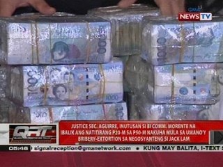 Sec. Aguirre, inutusan si BI Comm. Morente na ibalik ang natitirang P20-M sa 50-M