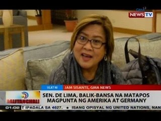 BT: Sen. de Lima, balik-bansa na matapos magpunta ng Amerika at Germany