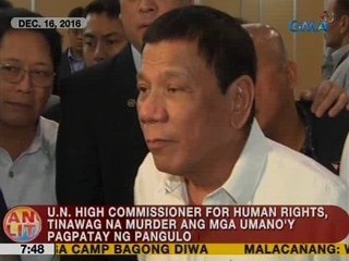 UN High Commissioner for Human Rights, tinawag na 'murder' ang mga umano'y pagpatay ng pangulo