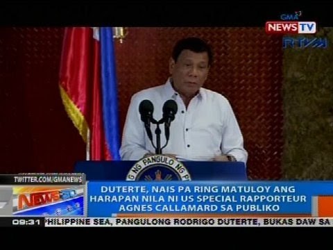 Duterte, nais pa ring matuloy ang harapan nila ni US Special Rapporteur Agnes Callamard sa publiko