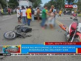 BP:  Rider ng motorsiklo, patay matapos mabangga ng delivery van