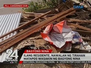 24 Oras: Ilang residente, nawalan ng tirahan matapos wasakin ng Bagyong Nina