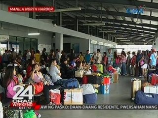 24 Oras: Ilang stranded na pasahero dahil sa bagyong Nina, nagpasko sa Manila North Harbor
