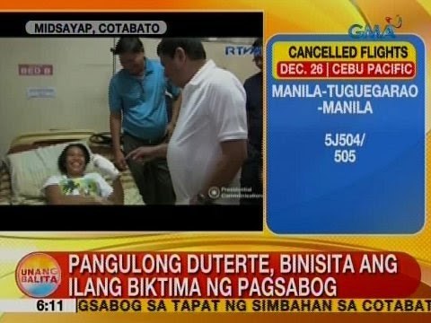UB: Pangulong Duterte, binisita ang ilang biktima ng pagsabog sa Midsayap, Cotabato