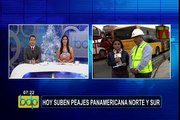 Atención conductores: Hoy sube tarifa de peajes en Panamericana Norte y Sur