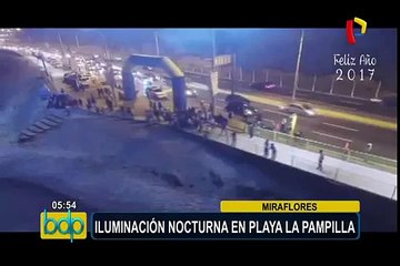 Así luce playa la Pampilla con iluminación nocturna