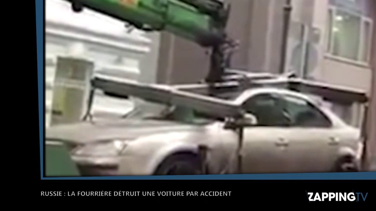 Russie : La fourrière détruit une voiture par accident, les images chocs !