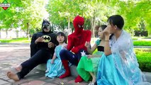Spiderman & Frozen Elsa Anna Blowing balloons Maleficent and Joker magic Poison Ivy